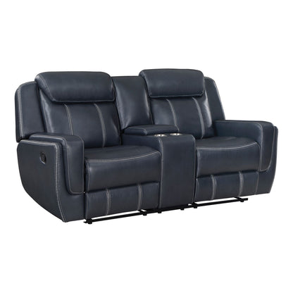 Modern Living Room Furniture 2pc Reclining Sofa Set Blue Breathable – photo 9 of 14