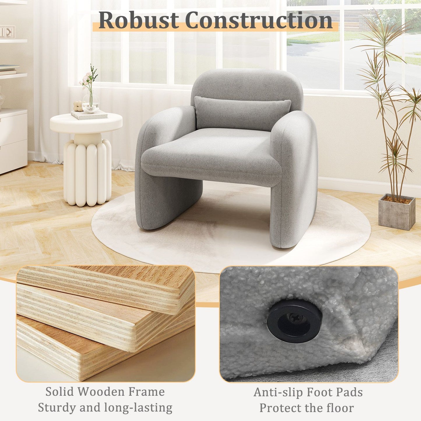 Modern Accent Chair with Waist Pillow and Armrests for Living Room – photo 11 of 27