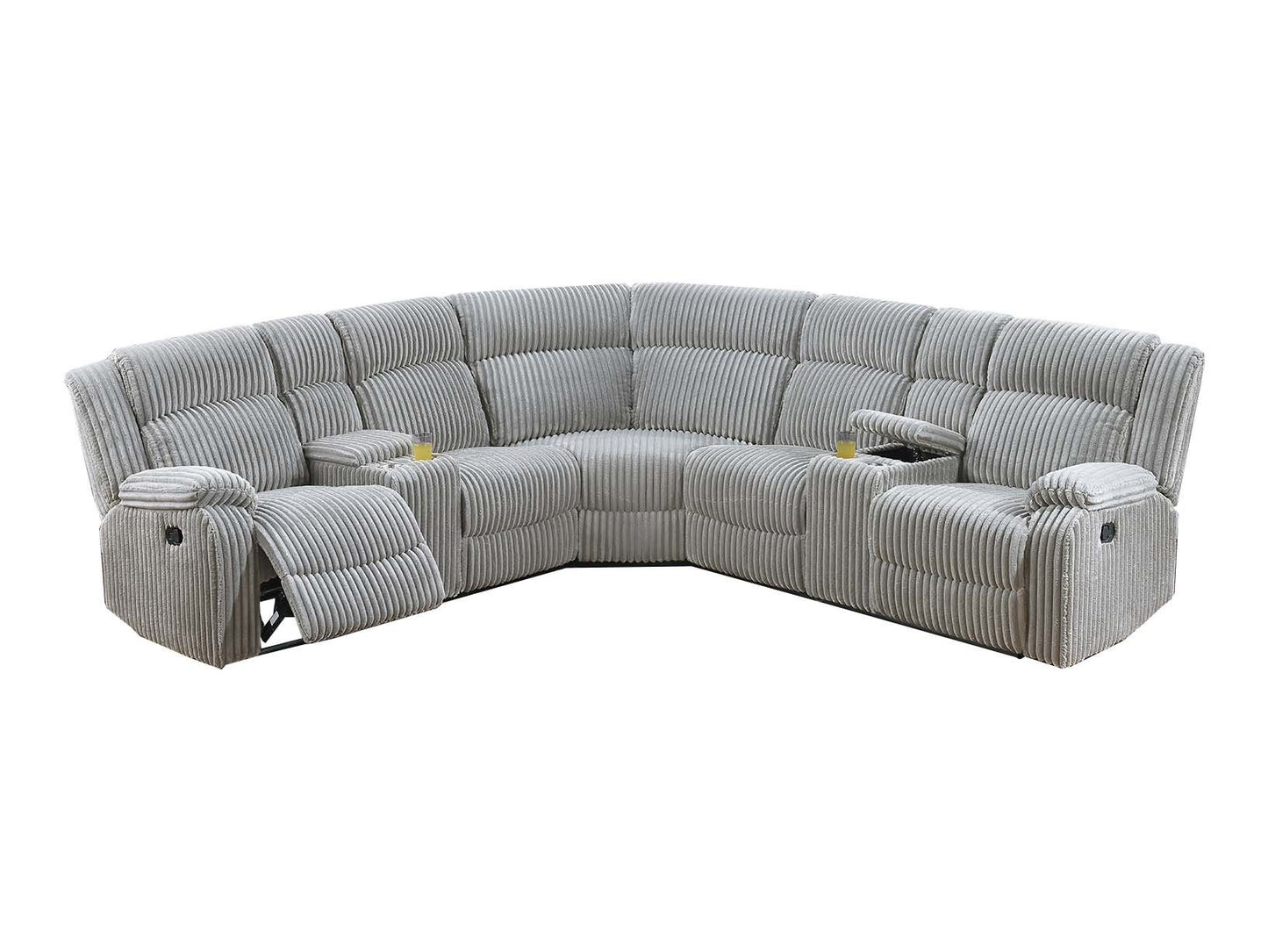 Sectional Sofa w Console Cup Holder 3pc Set Ash Color Luxurious – photo 2 of 7