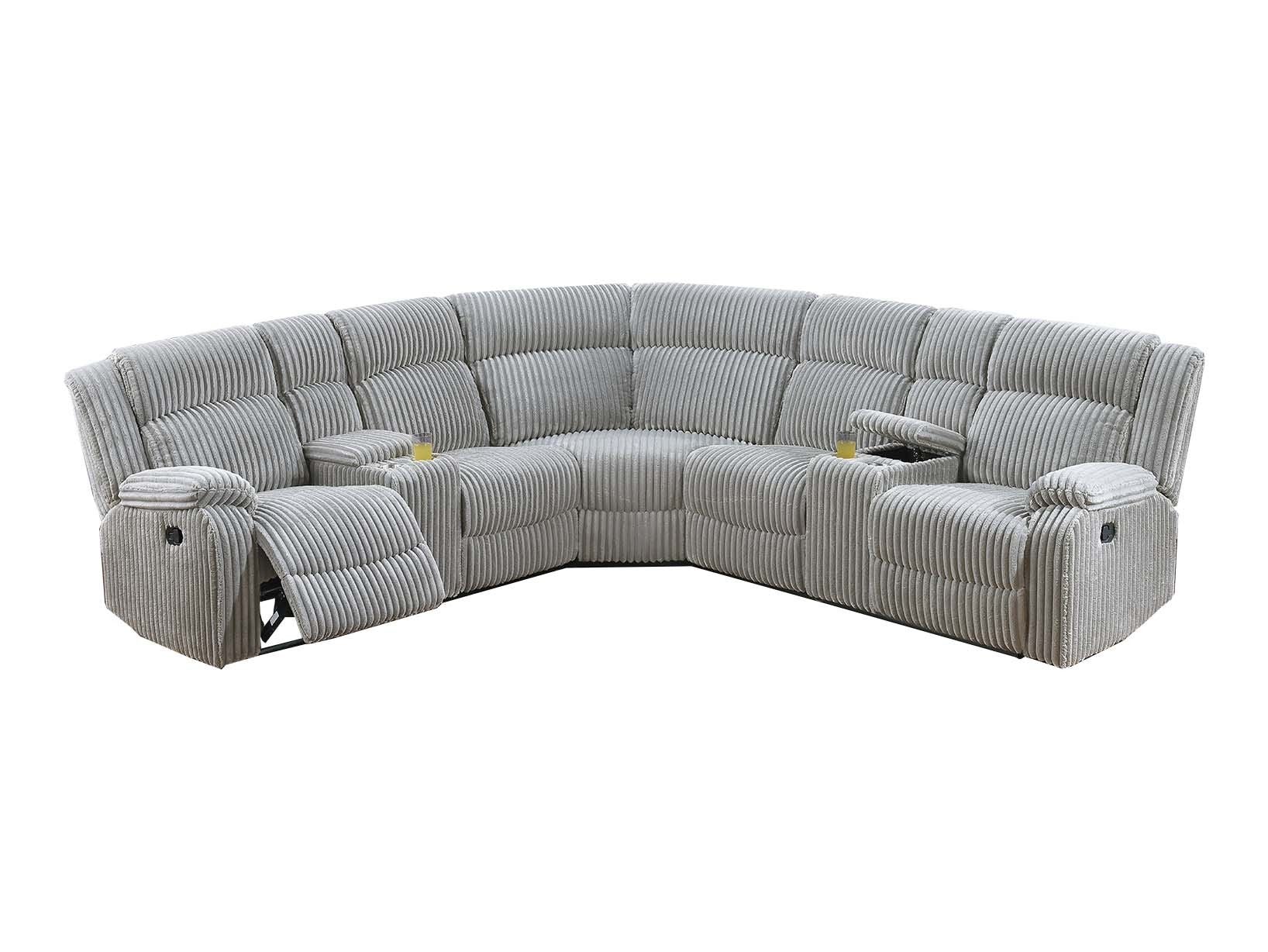 Sectional Sofa w Console Cup Holder 3pc Set Ash Color Luxurious – photo 2 of 7