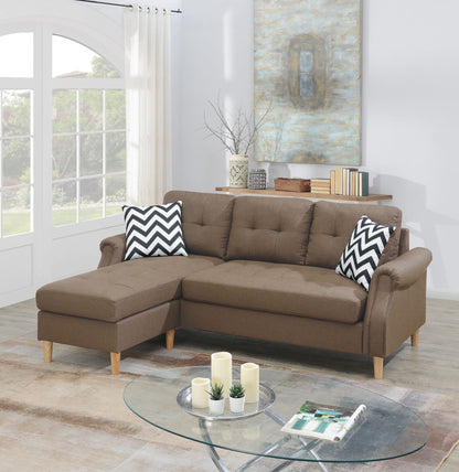 Living Room Corner Sectional Light Coffee Polyfiber Chaise sofa – photo 1 of 15
