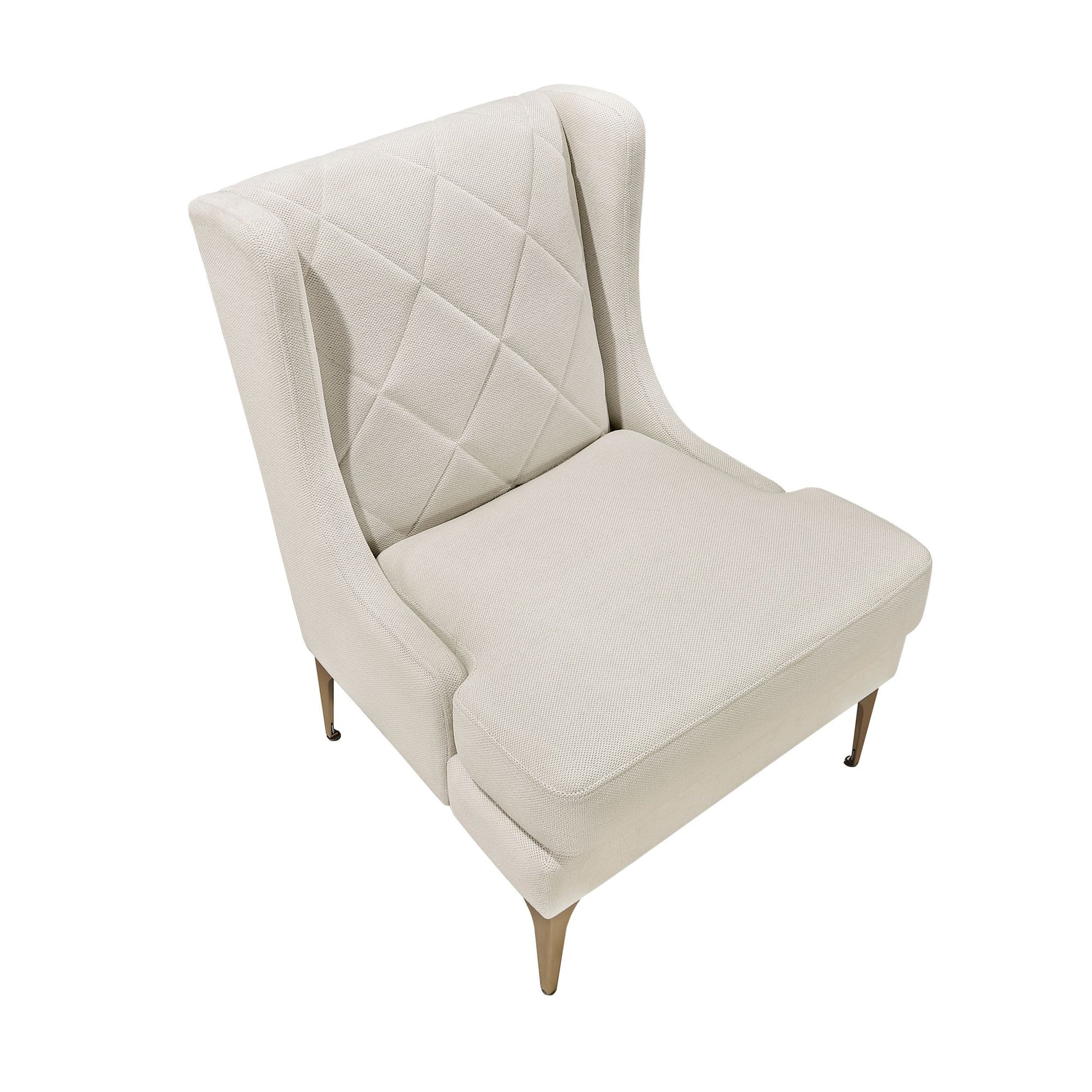 Modern Luxury Taupe Chenille Upholstery Wingback Accent Chair – photo 4 of 11