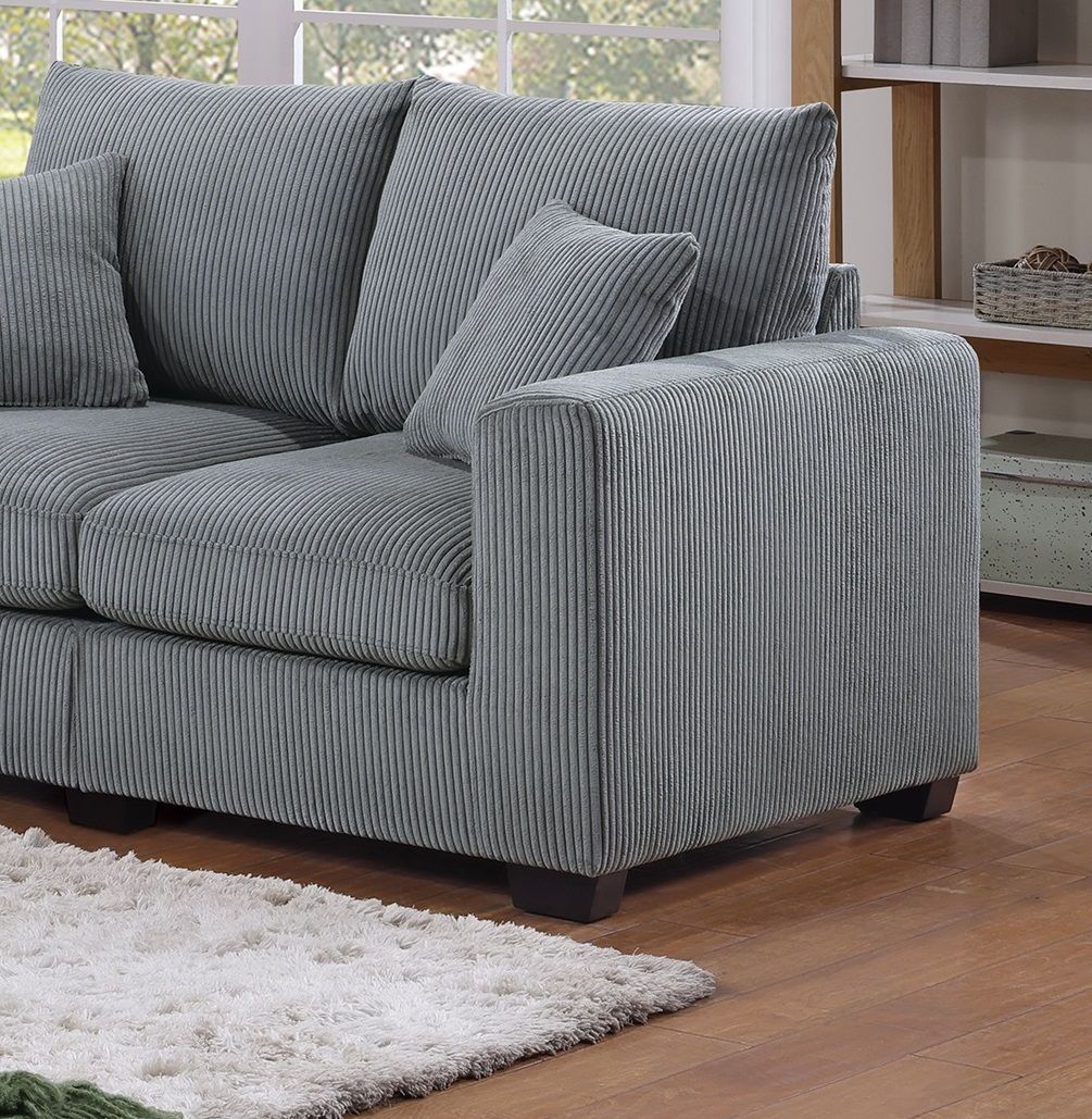 Classic Living Room 2pc Sofa Set Fog Corduroy Sofa And Loveseat – photo 10 of 10