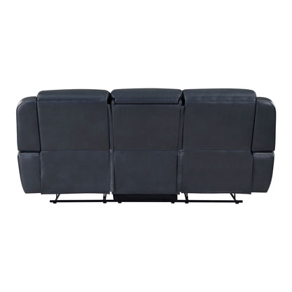 Modern Living Room Furniture 2pc Reclining Sofa Set Blue Breathable – photo 12 of 14