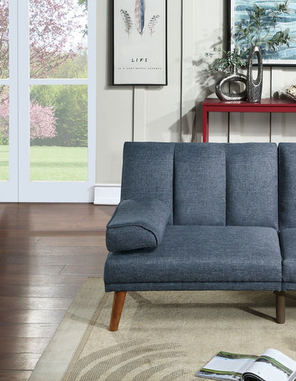 Navy Color Polyfiber 2pc Sectional Sofa Set Living Room Furniture – photo 7 of 17
