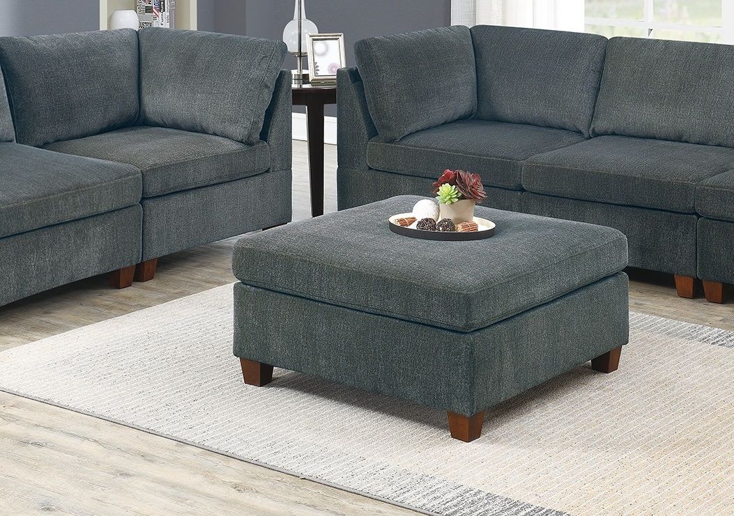 Living Room Furniture Gray Chenille Modular Sectional 7pc Set Modular – photo 5 of 18