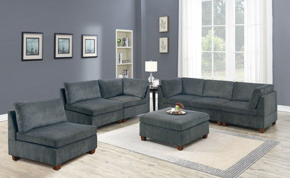 Living Room Furniture Gray Chenille Modular Sectional 7pc Set Modular – photo 1 of 18