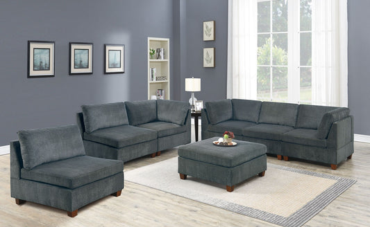 Living Room Furniture Gray Chenille Modular Sectional 7pc Set Modular – photo 1 of 18