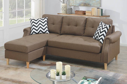 Living Room Corner Sectional Light Coffee Polyfiber Chaise sofa – photo 6 of 15