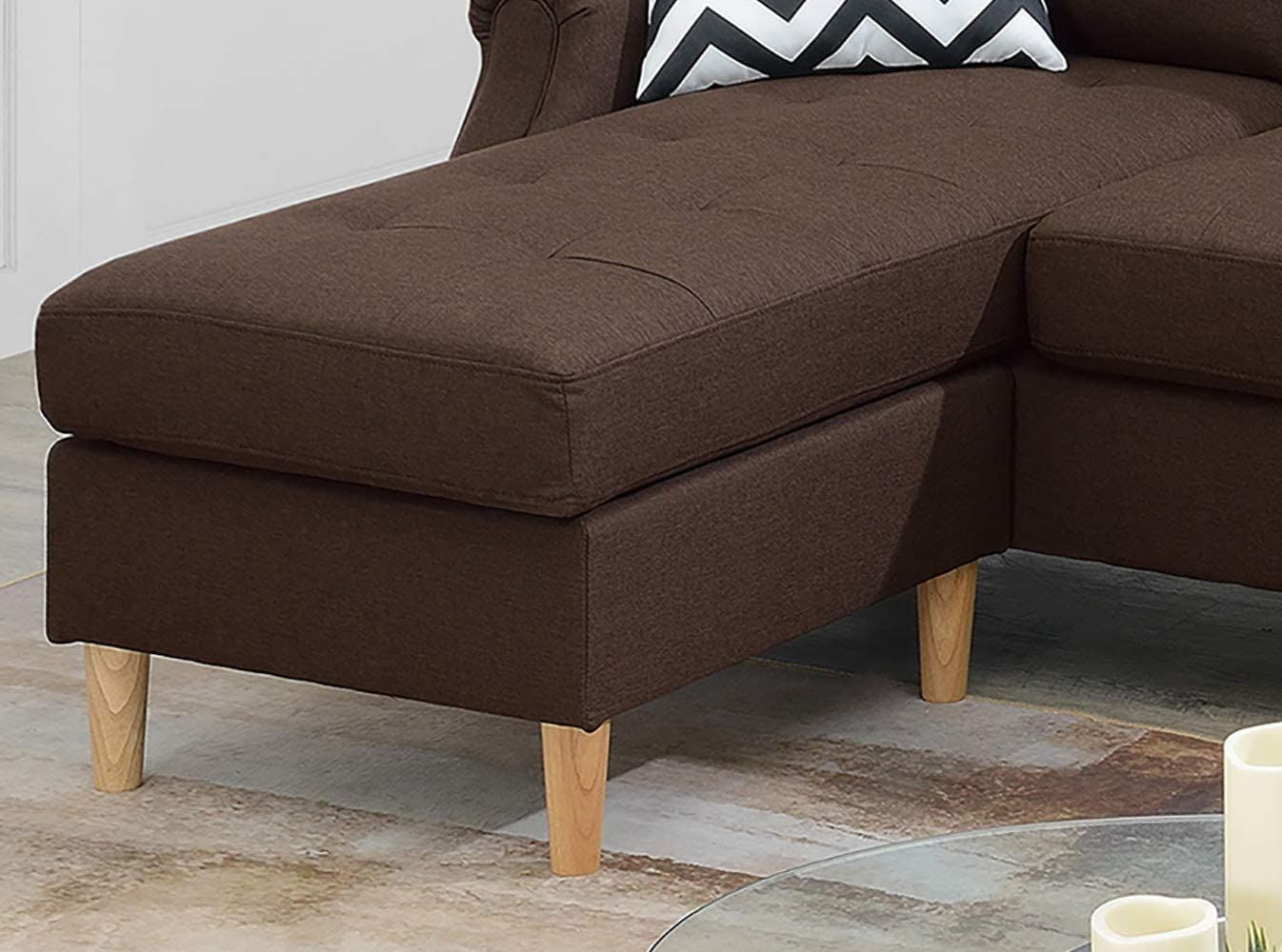 Living Room Corner Sectional Dark Coffee Polyfiber Chaise sofa – photo 14 of 17