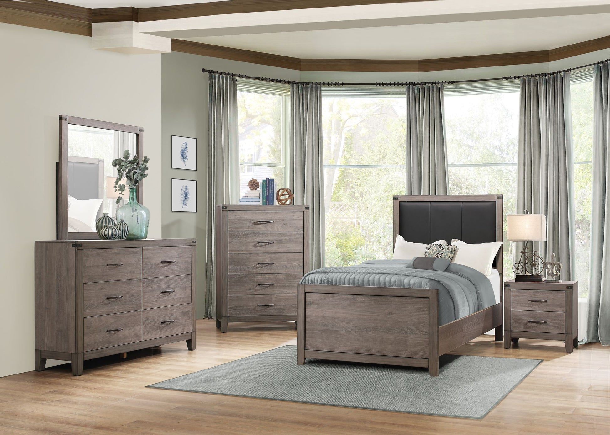 Brownish Gray Finish 1pc Nightstand Melamine Laminate 2x Drawers Dark – photo 6 of 7