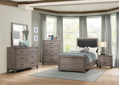 Brownish Gray Finish 1pc Nightstand Melamine Laminate 2x Drawers Dark – photo 6 of 7