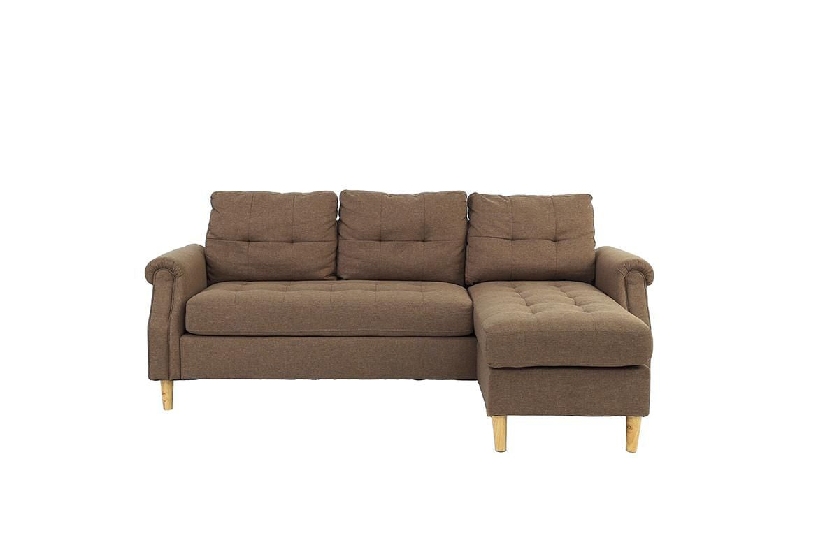 Living Room Corner Sectional Light Coffee Polyfiber Chaise sofa – photo 15 of 15