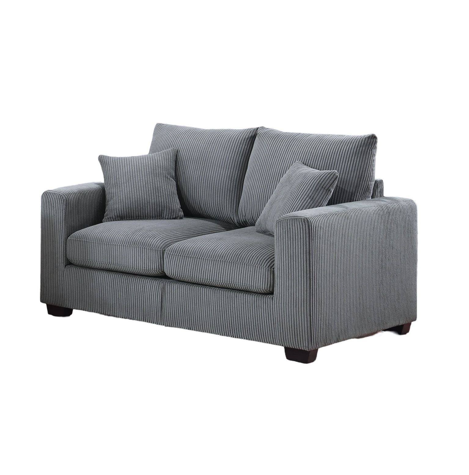 Classic Living Room 2pc Sofa Set Fog Corduroy Sofa And Loveseat – photo 5 of 10