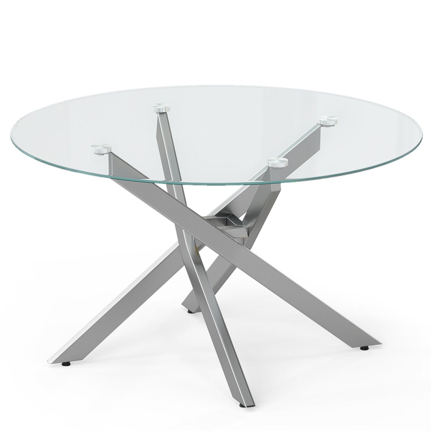 Glass Coffee Table Round Clear Center Table with Tempered Glass Top – photo 5 of 22