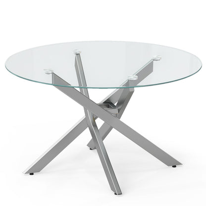 Glass Coffee Table Round Clear Center Table with Tempered Glass Top – photo 5 of 22