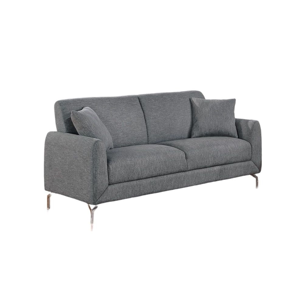 Elegant 2pc Sofa Set Dark Gray Burlap Like Fabric Sofa Loveseat – photo 7 of 9