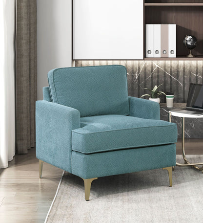 Modern Comfort Accent Chair 1pc Peacock Color Chenille Upholstery – photo 1 of 12
