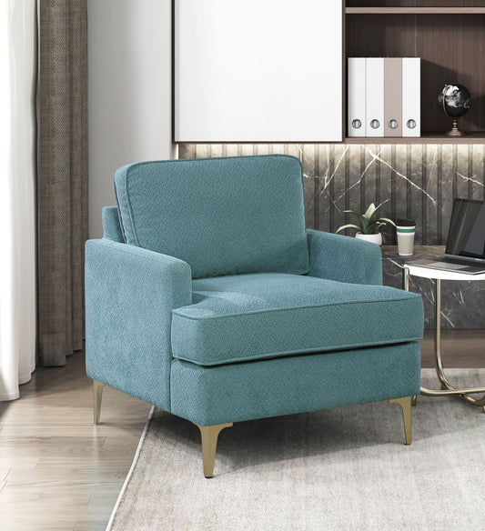 Modern Comfort Accent Chair 1pc Peacock Color Chenille Upholstery – photo 1 of 12
