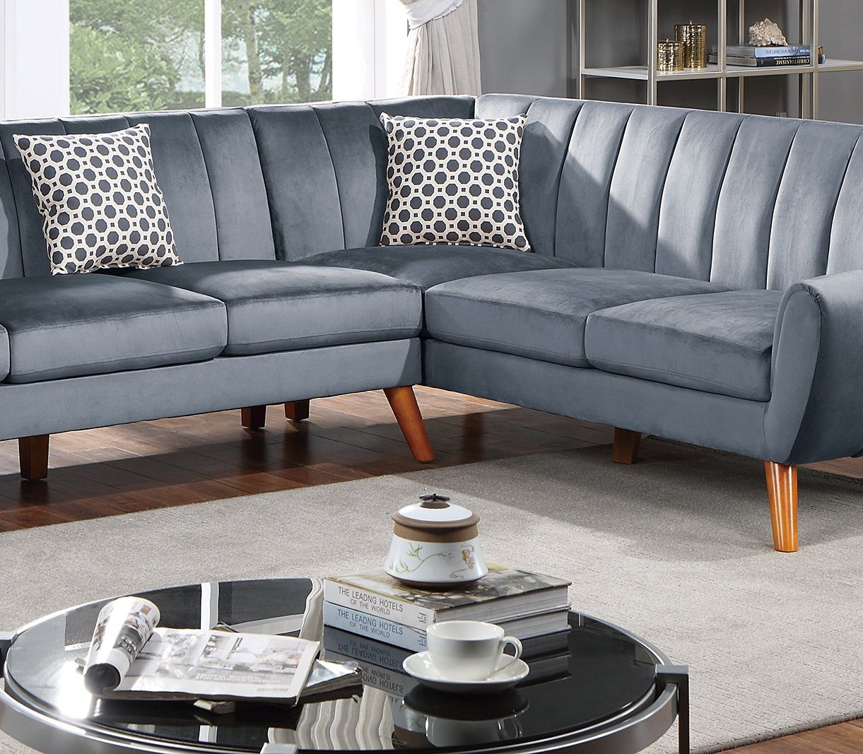 Contemporary 2-Pcs Sectional Set Living Room Furniture Dark Gray – photo 4 of 10