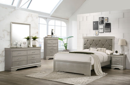 Modern 1pc Beige Champagne Finish Queen Size Panel Bed Wooden – photo 6 of 6