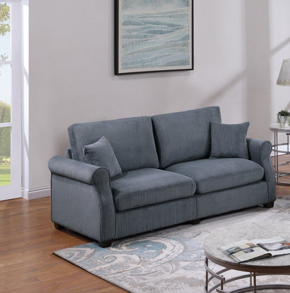 Classic Living Room 2pc Sofa Set Dark Gray Corduroy Sofa Loveseat – photo 3 of 10