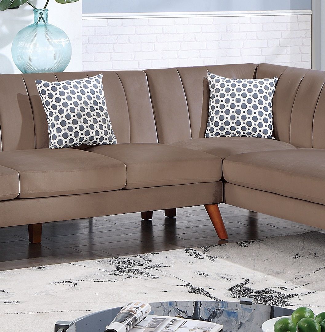 Contemporary 2-Pcs Sectional Set Living Room Furniture Light Brown – photo 4 of 10