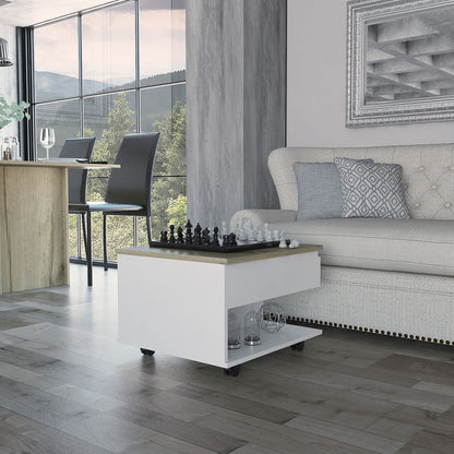 White and Light Oak 1-Drawer 1-Shelf Lift Top Coffee Table – photo 1 of 7