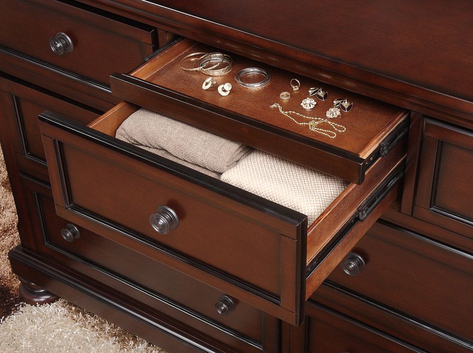 Classic Transitional Dresser of 7 Drawers Brown Cherry Finish Birch – photo 4 of 7