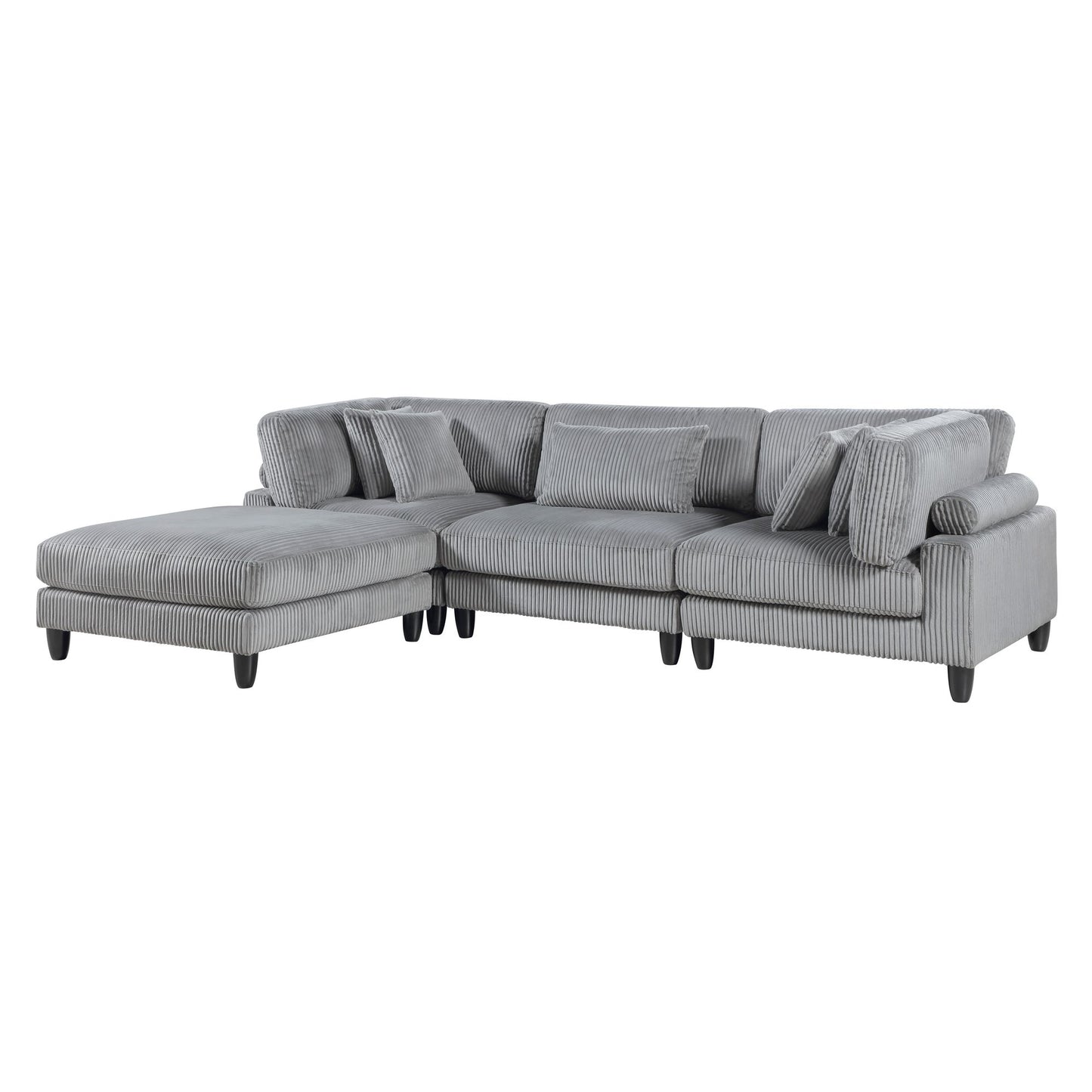 Living Room Furniture 4-Piece Modular Sectional Sofa Set Gray – photo 2 of 20