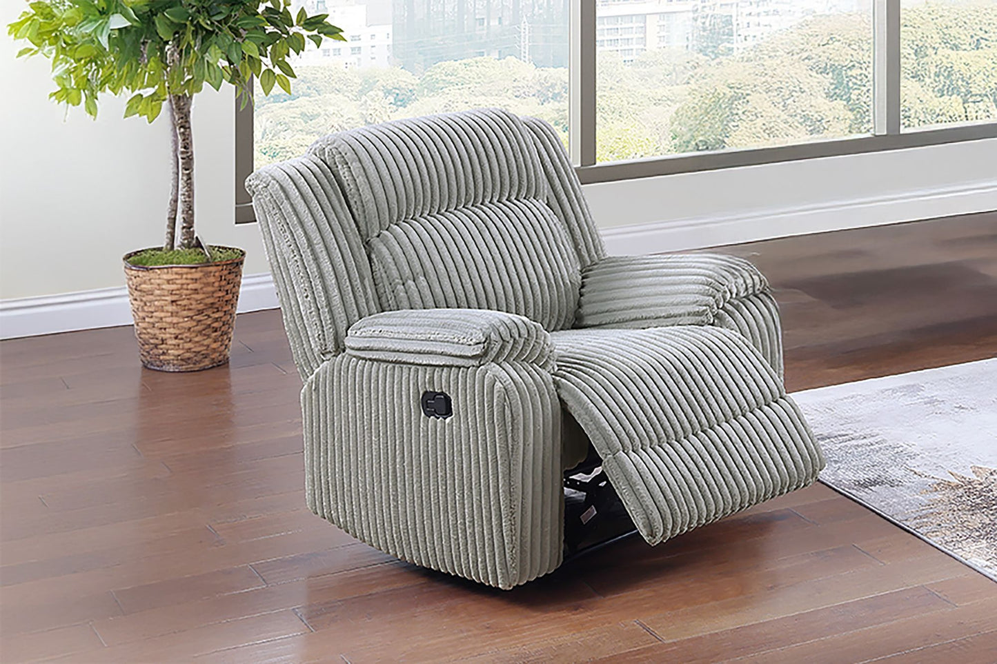 Motion Sofa Loveseat w Console And Recliner Chair Ash Color Fur Like – photo 11 of 20
