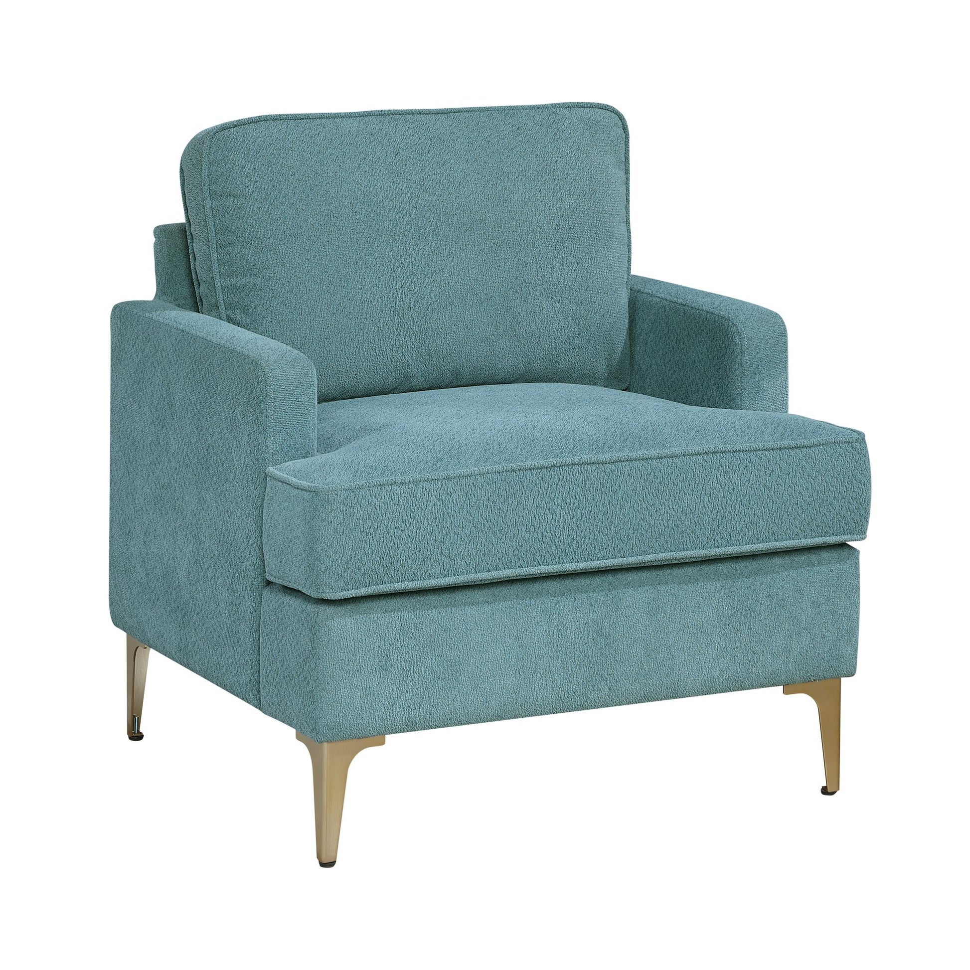 Modern Comfort Accent Chair 1pc Peacock Color Chenille Upholstery – photo 3 of 12