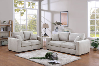 Classic Living Room 2pc Sofa Set Ivory Corduroy Sofa And Loveseat – photo 8 of 10