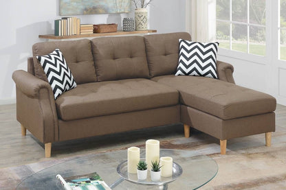 Living Room Corner Sectional Light Coffee Polyfiber Chaise sofa – photo 8 of 15