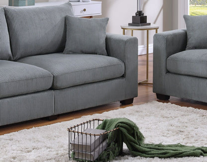 Classic Living Room 2pc Sofa Set Fog Corduroy Sofa And Loveseat – photo 9 of 10
