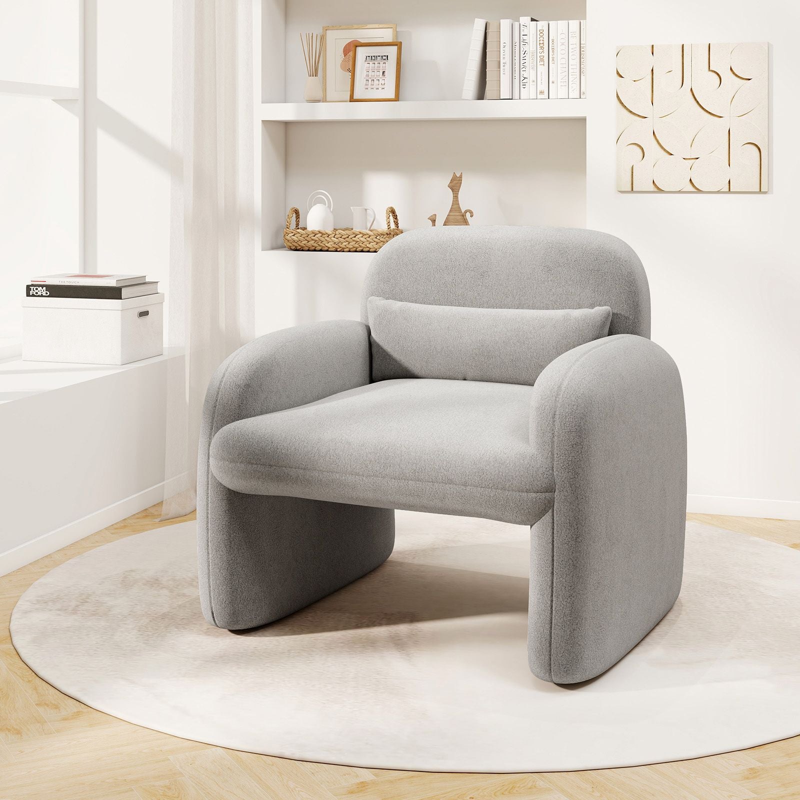 Modern Accent Chair with Waist Pillow and Armrests for Living Room – photo 5 of 27