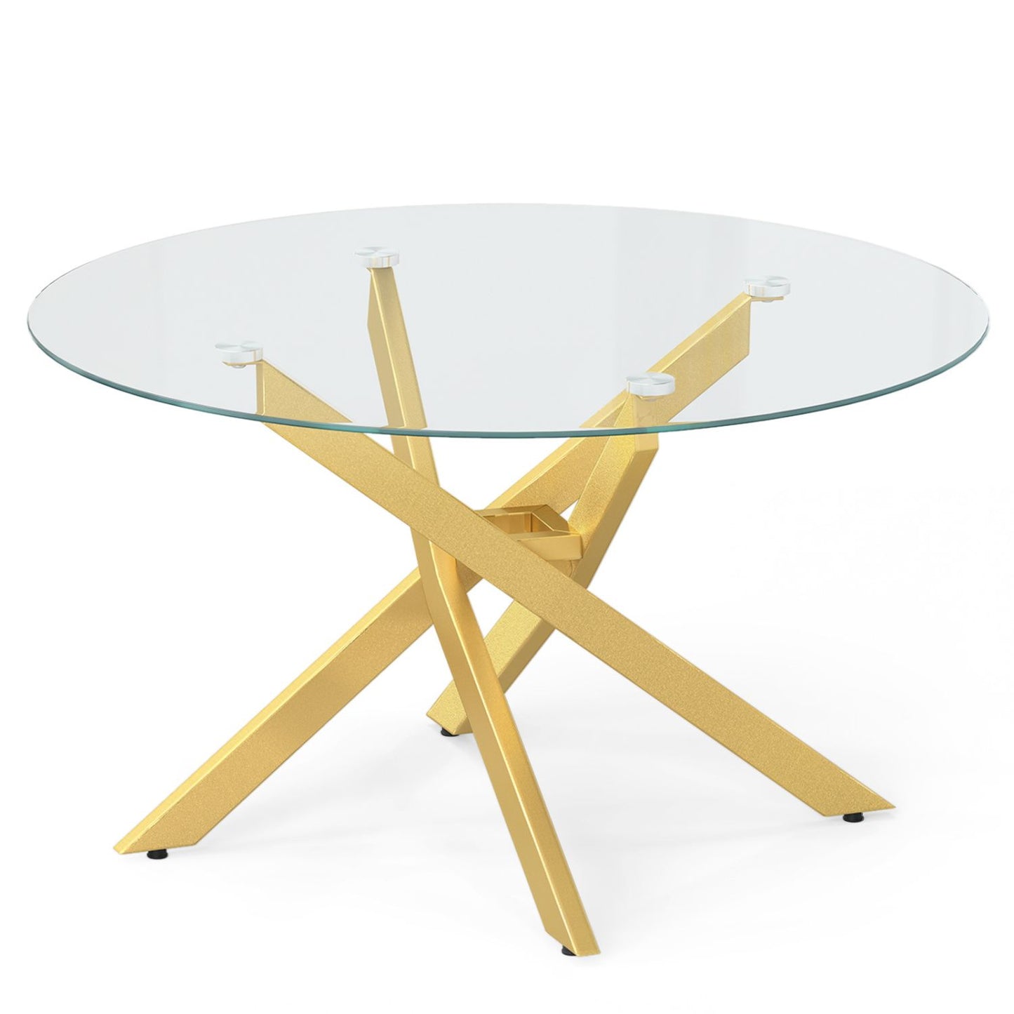 Glass Coffee Table Round Clear Center Table with Tempered Glass Top – photo 15 of 22