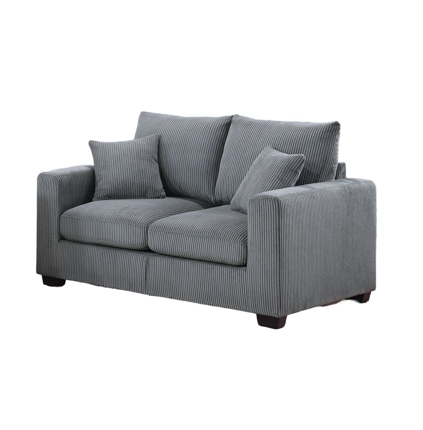 Classic Living Room 2pc Sofa Set Fog Corduroy Sofa And Loveseat – photo 5 of 10