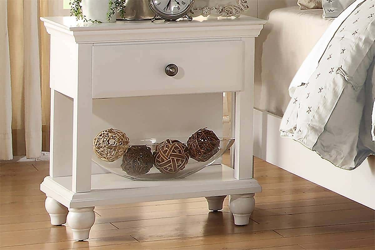 Modern Bedroom Nightstand White Color Wooden 1 Drawers And Shelf Bed – photo 1 of 14