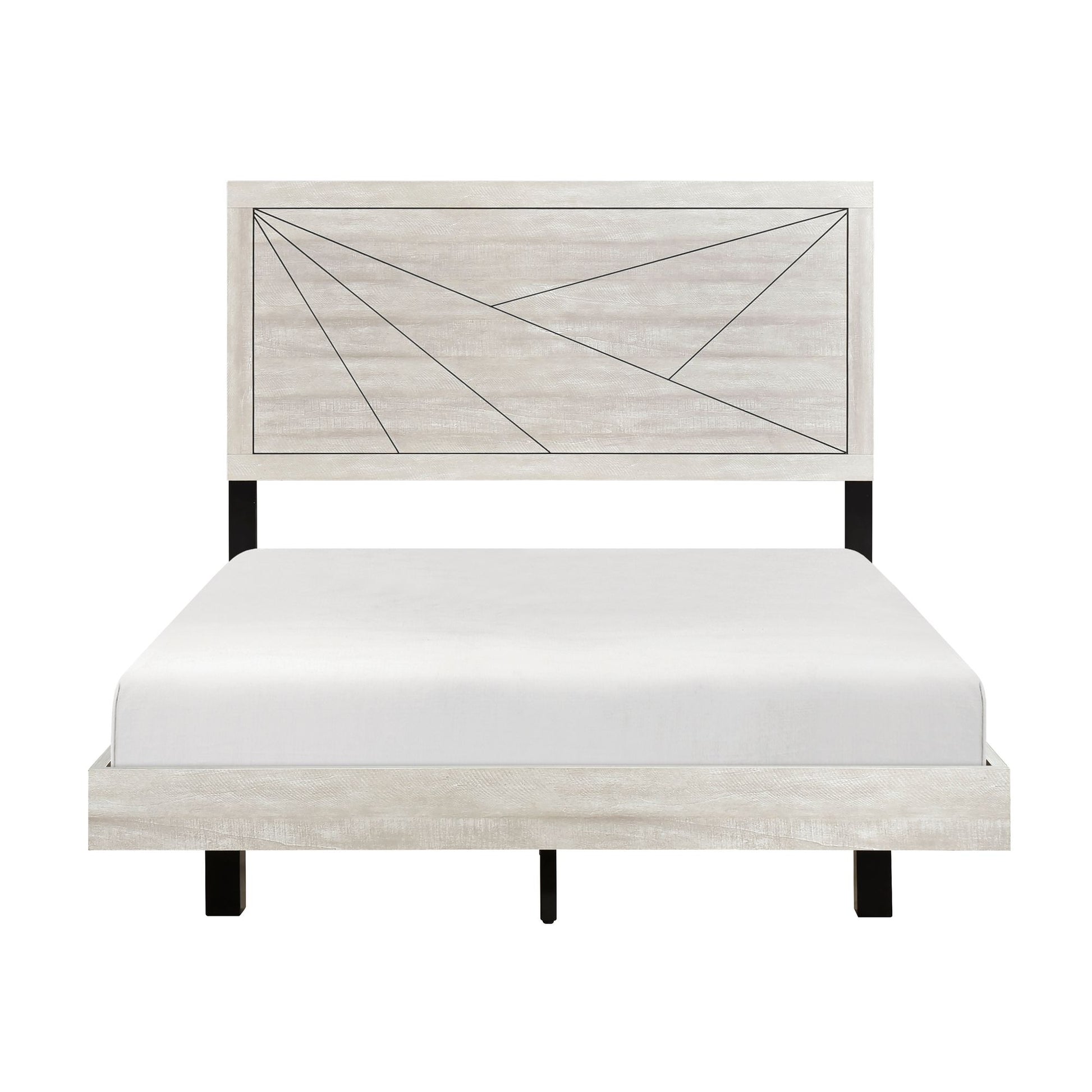 Contemporary Gray Oak Finish Queen Bed Durable Wooden Bedroom – photo 3 of 11