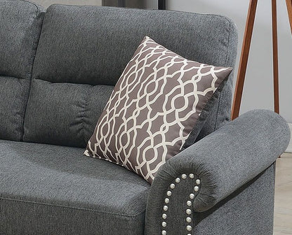 Slate Color Polyfiber Reversible Sectional Sofa Set Chaise Pillows – photo 4 of 18