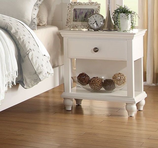 Modern Bedroom Nightstand White Color Wooden 1 Drawers And Shelf Bed – photo 5 of 14