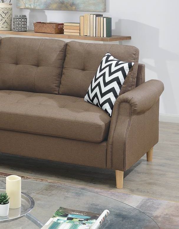 Living Room Corner Sectional Light Coffee Polyfiber Chaise sofa – photo 7 of 15