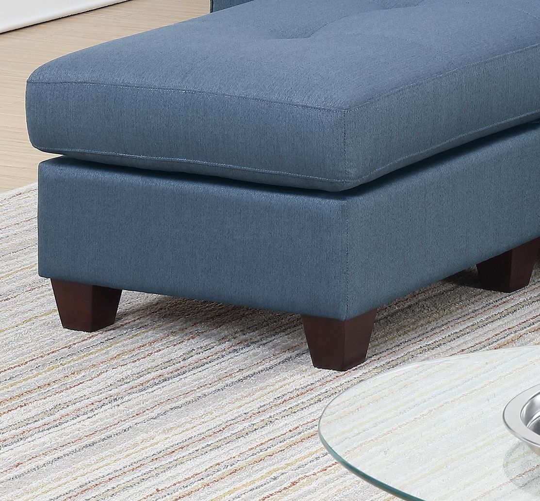 Blue Color Glossy Polyfiber Tufted Cushion Couch Sectional Sofa – photo 8 of 11