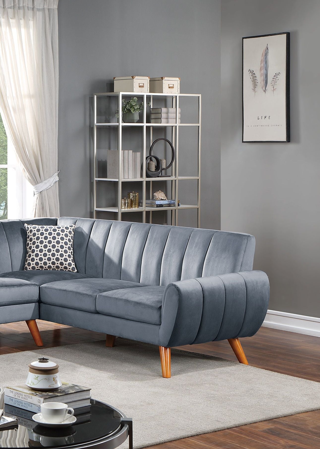 Contemporary 2-Pcs Sectional Set Living Room Furniture Dark Gray – photo 7 of 10