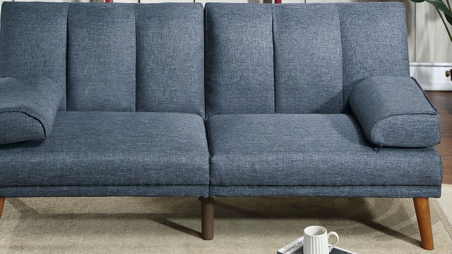 Navy Color Polyfiber 2pc Sectional Sofa Set Living Room Furniture – photo 10 of 17