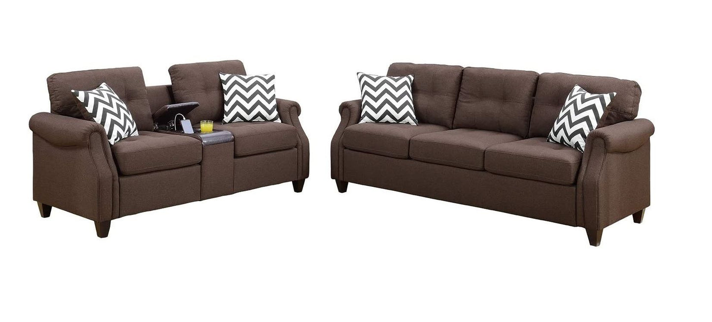 2pcs Sofa set Living Room Furniture Dark Coffee Plush Polyfiber Sofa – photo 15 of 16