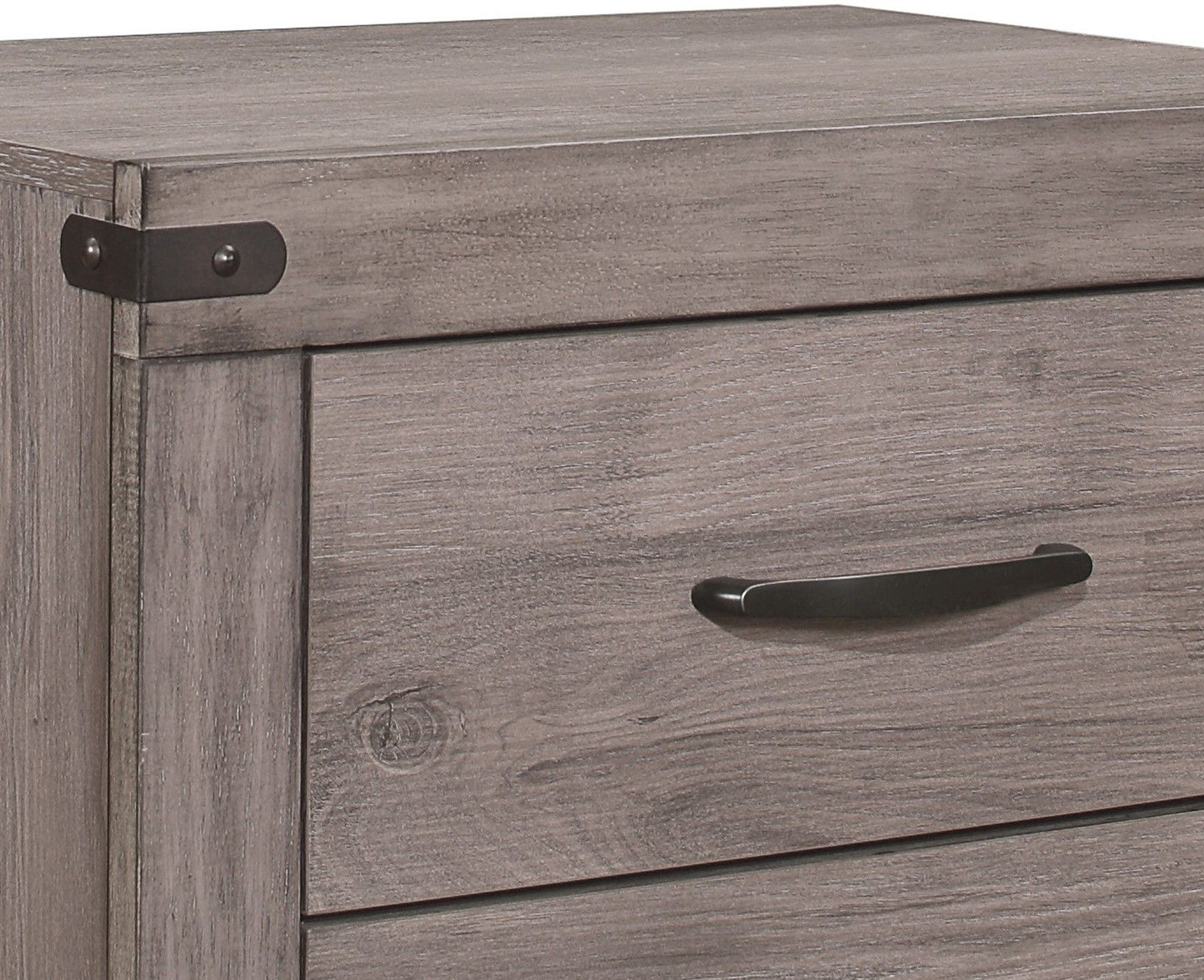 Brownish Gray Finish 1pc Nightstand Melamine Laminate 2x Drawers Dark – photo 4 of 7
