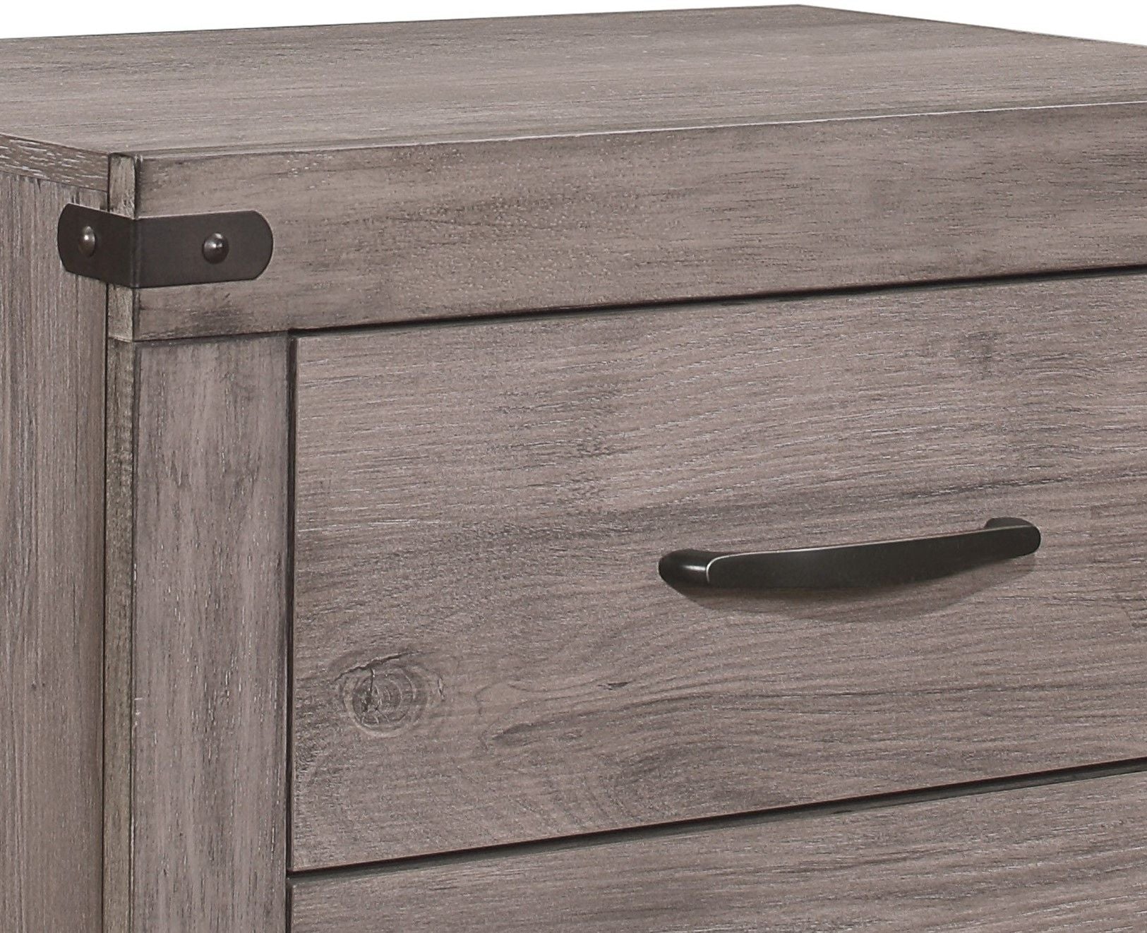 Brownish Gray Finish 1pc Nightstand Melamine Laminate 2x Drawers Dark – photo 4 of 7