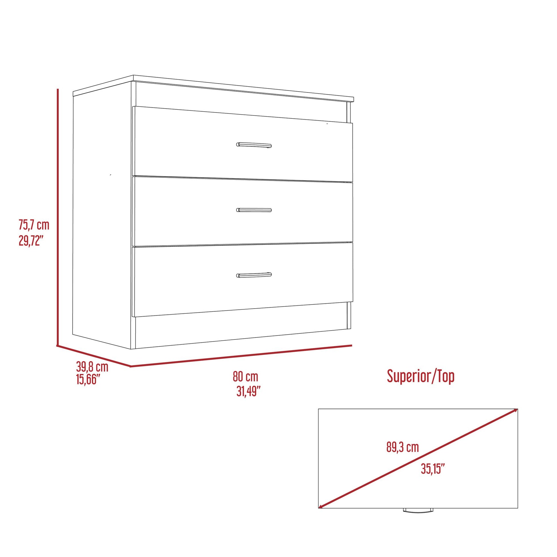 Bethage 3-Drawer Dresser White – photo 7 of 7
